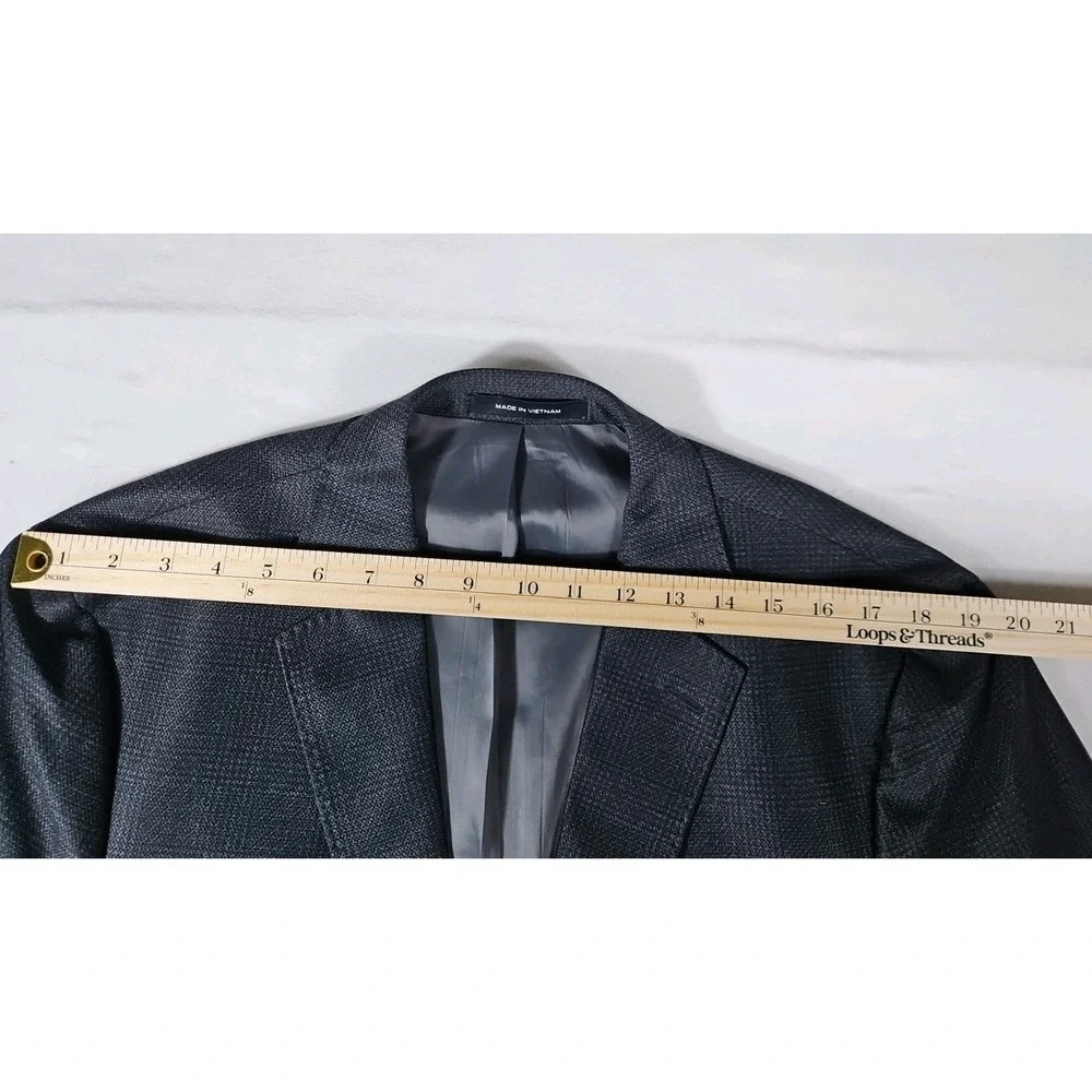 Awearness Kenneth Cole Slim Fit‎ Stretch Dark Gray Glen Plaid 44R Sport Coat